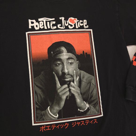 2Pac Tupac Poetic Justice Rap Long Sleeve T Shirt Mens Size Large L Black - Picture 4 of 11